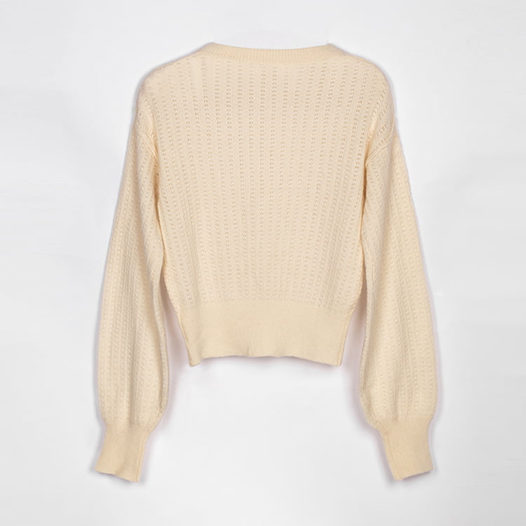 SM-K0020 Осенне-зимний женский вязаный джемпер из смесовой шерсти с круглым вырезом и рукавами-фонариками SM-K0020 Осенне-зимний женский вязаный джемпер из смесовой шерсти с круглым вырезом и рукавами-фонариками