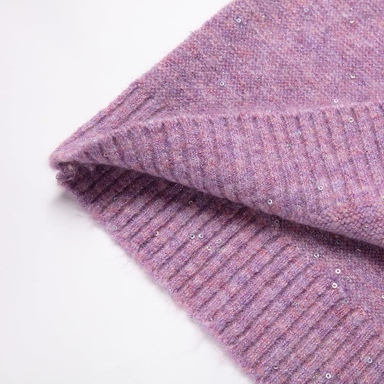 SM-K0040 Укороченный вязаный джемпер из мохера с V-образным вырезом, расшитый пайетками, рукава Super Fairy с вырезами SM-K0040 Укороченный вязаный джемпер из мохера с V-образным вырезом, расшитый пайетками, рукава Super Fairy с вырезами