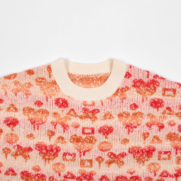 SM-K0038 Пуловер с круглым вырезом, женский вязаный джемпер с милым трехмерным узором SM-K0038 Пуловер с круглым вырезом, женский вязаный джемпер с милым трехмерным узором