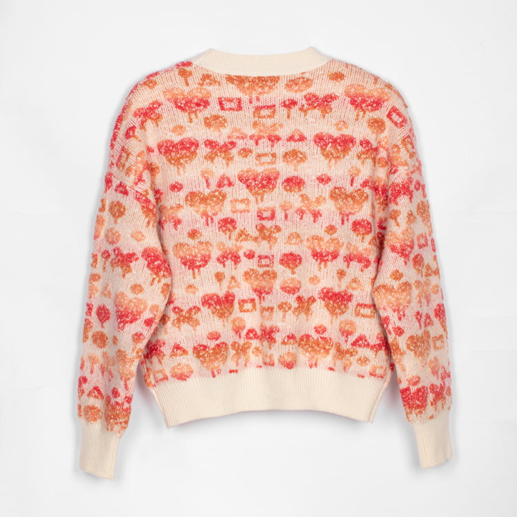 SM-K0038 Пуловер с круглым вырезом, женский вязаный джемпер с милым трехмерным узором SM-K0038 Пуловер с круглым вырезом, женский вязаный джемпер с милым трехмерным узором