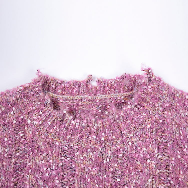 SM-K0037 Женский вязаный джемпер с круглым вырезом и необработанным вырезом на весну и осень SM-K0037 Женский вязаный джемпер с круглым вырезом и необработанным вырезом на весну и осень