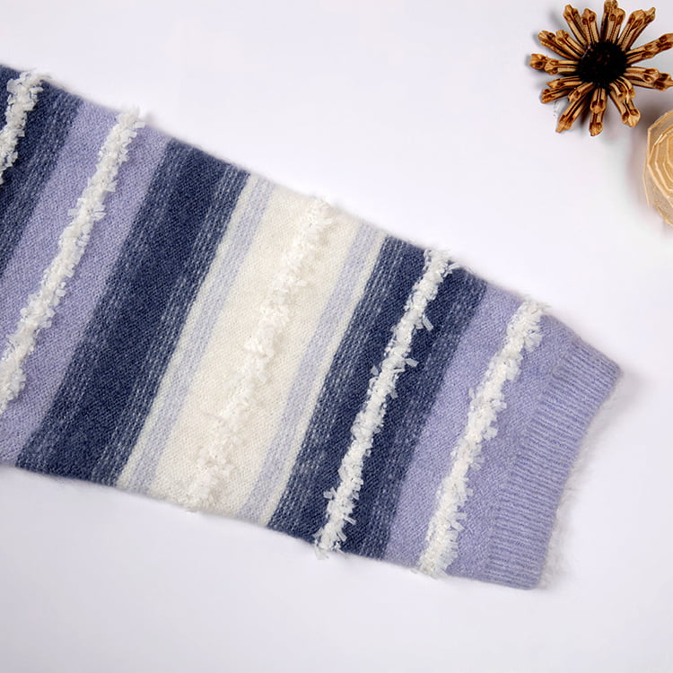 SM-K0047 Свободный вязаный джемпер с круглым вырезом в полоску с градиентом в стиле пэчворк SM-K0047 Свободный вязаный джемпер с круглым вырезом в полоску с градиентом в стиле пэчворк