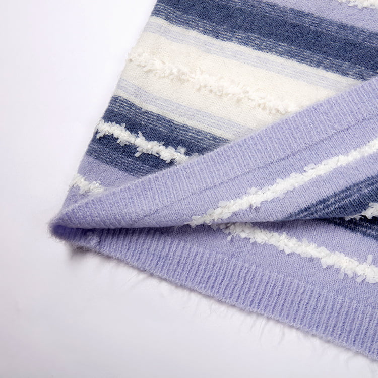 SM-K0047 Свободный вязаный джемпер с круглым вырезом в полоску с градиентом в стиле пэчворк SM-K0047 Свободный вязаный джемпер с круглым вырезом в полоску с градиентом в стиле пэчворк