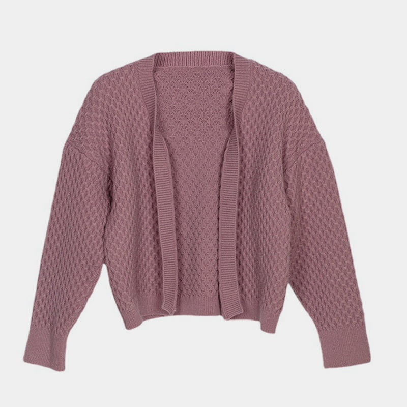 SM-K0044 Вязаный кардиган трехмерной вязки без пуговиц осенне-зимний свитер
