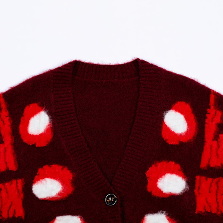 SM-K0030 Осенне-зимний жаккардовый женский утолщенный вязаный кардиган контрастного цвета с крапинками SM-K0030 Осенне-зимний жаккардовый женский утолщенный вязаный кардиган контрастного цвета с крапинками