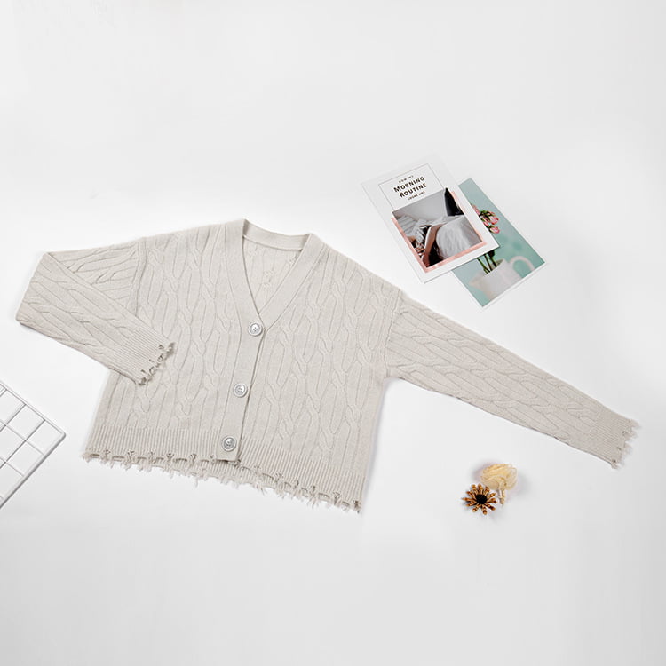 SM-K0013 Осенне-зимний трехмерный свитер с v-образным вырезом и вязаный кардиган SM-K0013 Осенне-зимний трехмерный свитер с v-образным вырезом и вязаный кардиган