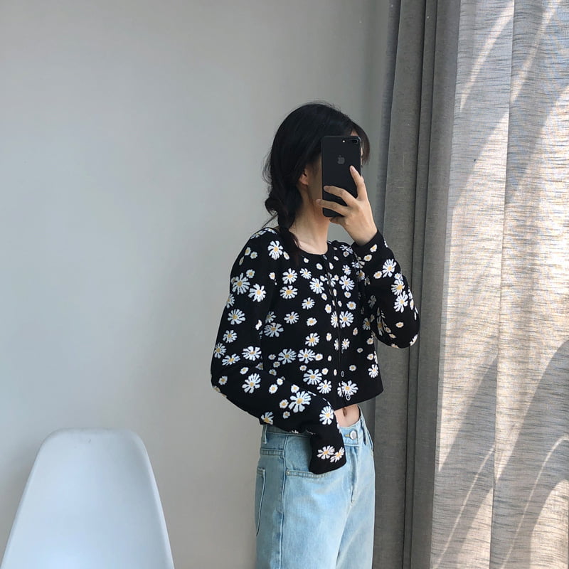 SM-K0009 Маленький вязаный свитер с ромашками, женский тонкий вязаный кардиган, куртка SM-K0009 Маленький вязаный свитер с ромашками, женский тонкий вязаный кардиган, куртка