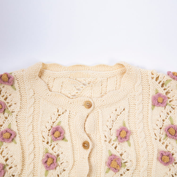 SM-K0008 Свободный свитер с длинным рукавом в стиле ретро с ручным крючком, женский вязаный кардиган SM-K0008 Свободный свитер с длинным рукавом в стиле ретро с ручным крючком, женский вязаный кардиган