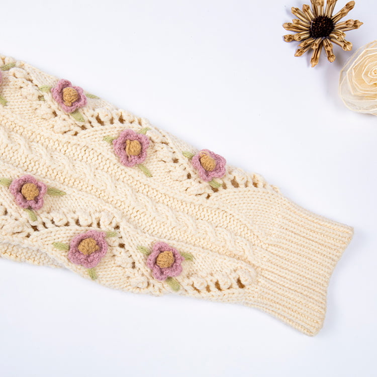 SM-K0008 Свободный свитер с длинным рукавом в стиле ретро с ручным крючком, женский вязаный кардиган SM-K0008 Свободный свитер с длинным рукавом в стиле ретро с ручным крючком, женский вязаный кардиган