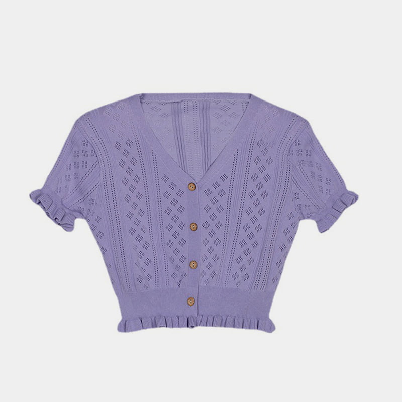 SM-K0015 Летний вязаный кардиган из ледяного шелка с короткими тонкими рукавами и v-образным вырезом SM-K0015 Летний вязаный кардиган из ледяного шелка с короткими тонкими рукавами и v-образным вырезом