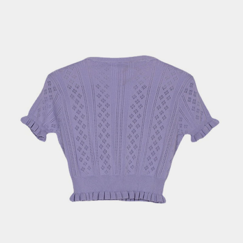 SM-K0015 Летний вязаный кардиган из ледяного шелка с короткими тонкими рукавами и v-образным вырезом SM-K0015 Летний вязаный кардиган из ледяного шелка с короткими тонкими рукавами и v-образным вырезом