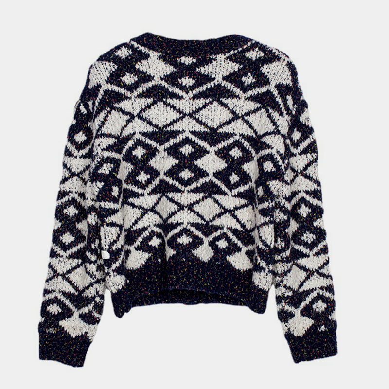 SM-K0036 Вязаный кардиган в крапинку с геометрическим узором. Женская осенне-зимняя верхняя одежда. SM-K0036 Вязаный кардиган в крапинку с геометрическим узором. Женская осенне-зимняя верхняя одежда.