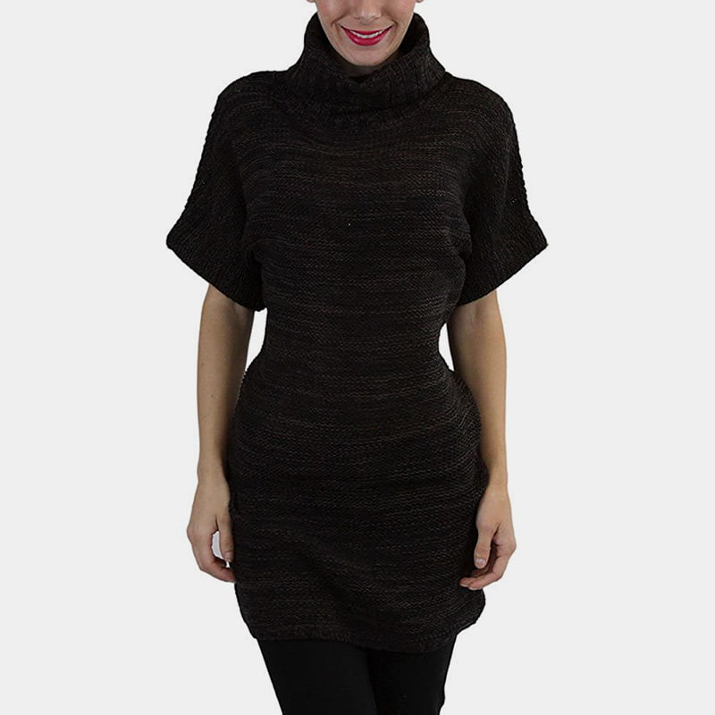 SM-K0067 Однотонный вязаный джемпер длиной до талии с высоким воротником и короткими рукавами