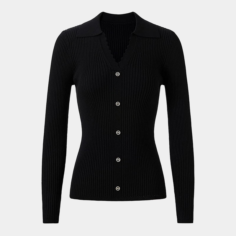 SM-K0064 Тонкий вязаный джемпер с длинными рукавами и V-образным вырезом, украшение на пуговицы SM-K0064 Тонкий вязаный джемпер с длинными рукавами и V-образным вырезом, украшение на пуговицы