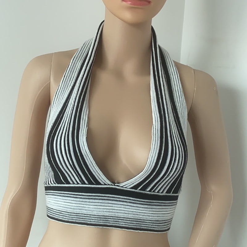 SM-K0107 Вязаный жилет в цветную полоску с вырезом SM-K0107 Вязаный жилет в цветную полоску с вырезом