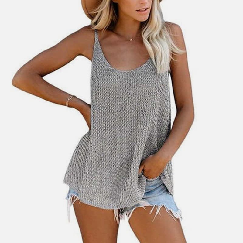 SM-K0065 Тонкий и свободный вязаный жилет с U-образным вырезом SM-K0065 Тонкий и свободный вязаный жилет с U-образным вырезом