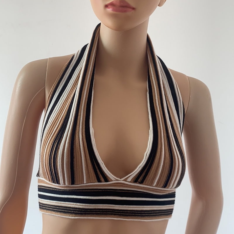 SM-K0107 Вязаный жилет в цветную полоску с вырезом SM-K0107 Вязаный жилет в цветную полоску с вырезом